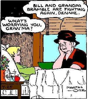 Mary shares her sorrows with grandson Dennie. Artist: Martha Orr.